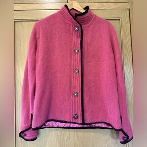 Vintage Tally Ho Angora Rabbit Hair/Lambswool Button Front High Collar Blazer/S